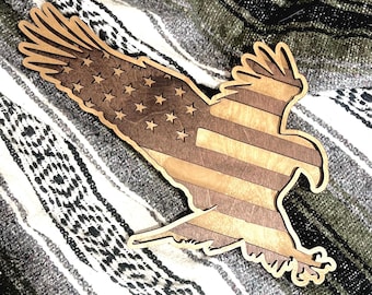 Patriotic Eagle American Flag SVG | 3-Layer Laser Cut File | DXF AI for Glowforge