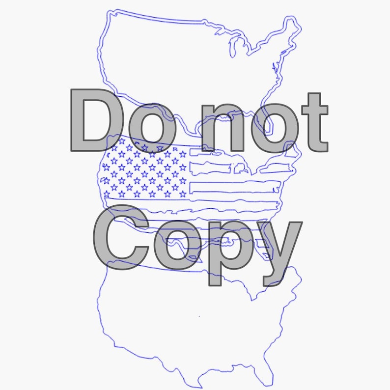 K&ouml;nnte beinhalten: Eine schwarz-wei&szlig;e Umrisskarte der Vereinigten Staaten von Amerika mit einer blau-wei&szlig;en amerikanischen Flagge, die &uuml;ber die zentralen Bundesstaaten gelegt ist. Der Text "Do not Copy" ist &uuml;ber das Bild gelegt.