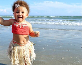 Baby Moana Outfit, Baby Moana Costume, Moana Birthday Party, Moana Theme, Crochet Baby Moana Costume, Party Costume, BabyMoana, Moana, Maui