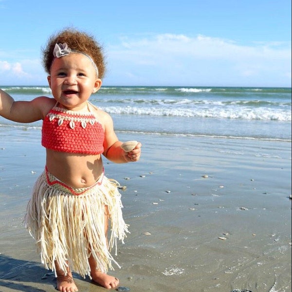 Baby Moana Outfit, Baby Moana Costume, Moana Birthday Party, Moana Theme, Crochet Baby Moana Costume, Party Costume, BabyMoana, Moana, Maui