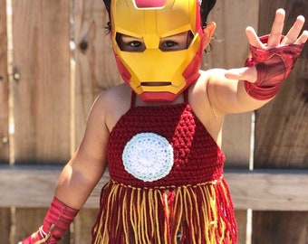Crochet Ironman Halter Top: Toddler Avengers Costume