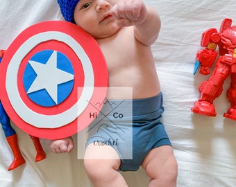 Crochet Captain America Hat: Newborn Superhero Costume