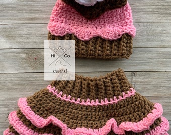 Cupcake Beanie, Cupcake Baby Set, Ice cream Hot fudge ice cream, ice cream baby set, Strawberry cupcake baby set, newborn costume