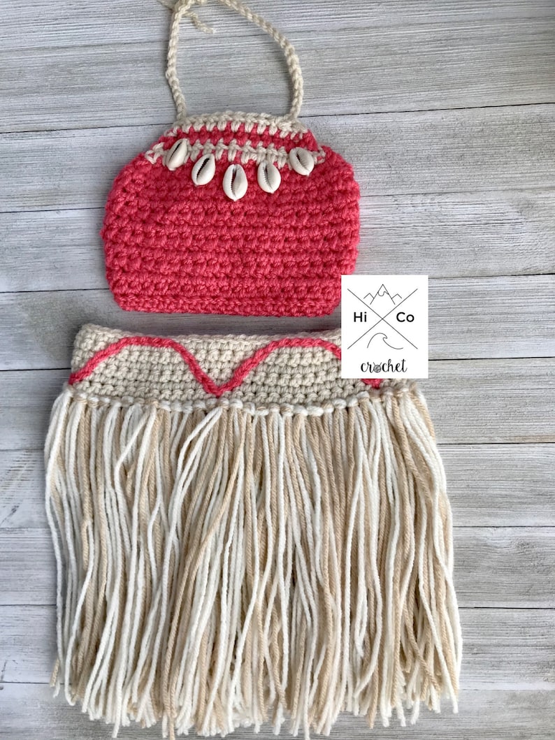 Baby Moana Outfit, Baby Moana Costume, First Birthday, Moana Theme, Crochet Baby Moana Costume, Moana Party, Baby Moana image 3