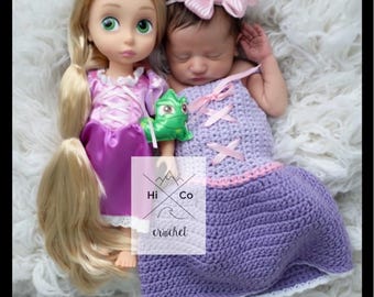 Rapunzel inspired Costume, Crochet Rapunzel Outfit, Disney tangled Dress, Princess tea Birthday Party, Rapunzel Halloween costume, Tanlged