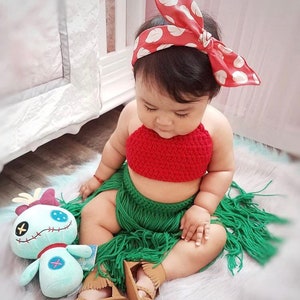 Lilo Crochet Outfit, Lilo Costume, Hawaiian Photo Prop, Lilo & Stitch Party, Crochet Lilo and Stitch, Hawaiian Pincess, Lilos Hula Outfit image 1