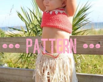 PDF Crochet Baby Moana Costume, Crochet Baby Moana outfit, DIY, Birthday Outfit, PDF 6 sizes, Newborn thru 18-24m, Baby Moana Costume