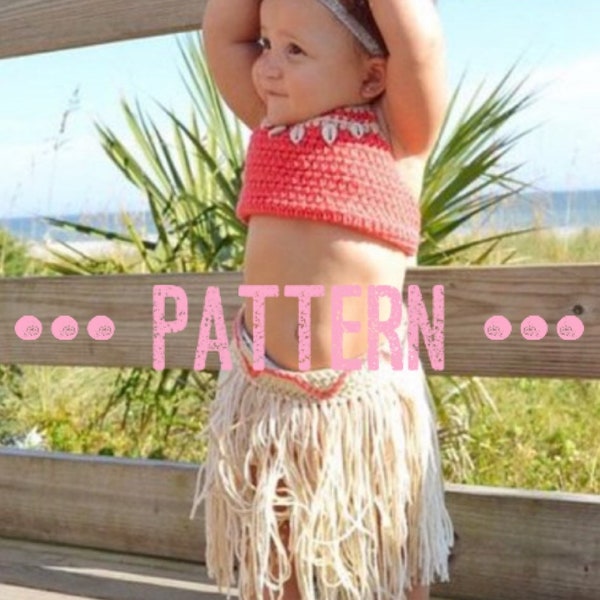 PDF Crochet Baby Moana Costume, Crochet Baby Moana outfit, DIY, Birthday Outfit, PDF 6 sizes, Newborn thru 18-24m, Baby Moana Costume