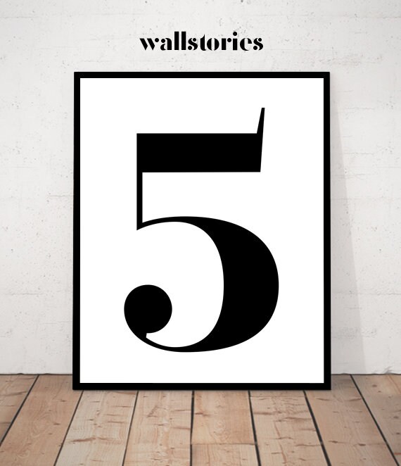 Number five Print, Number 5, 5 Print, Number 5 Art, Printable Number Art,  Number Wall Decor, Black and White Number 5, Minimalist Number