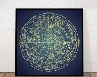 Antique Zodiac Print, Constellation Print, Zodiac Poster, Constellation Poster, Constellation Antique Print, Old Zodiac Poster, Zodiac Print