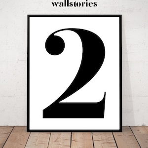 Number Two Print, Number Two, 2 Print, Number 2 Art, Printable Number Art, Number Wall Decor, Black and White Number 2,Minimalist Number,Two image 1
