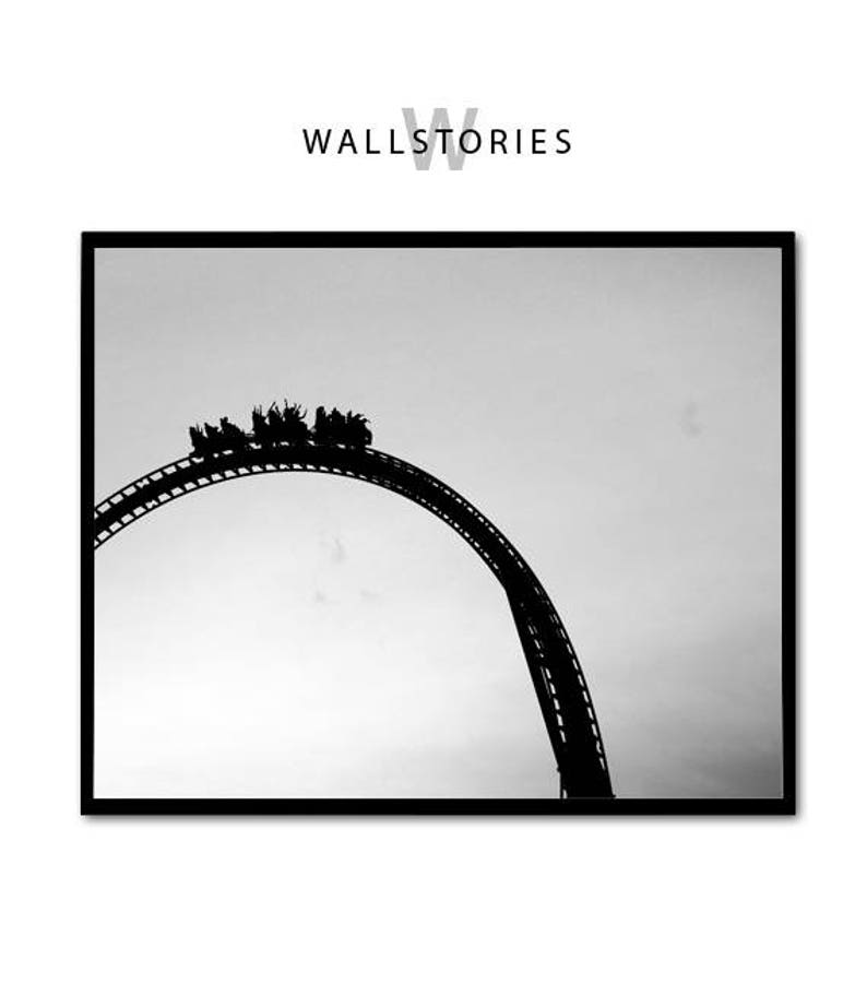 Roller Coaster Print, Roller Coaster Photography, Black & White Photo