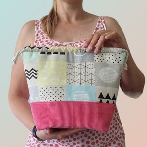 Bolsa com cordão simples para projetos de crochê ou tricô, presente útil para mãe, esposa ou irmã, presentes para tricoteiras e crocheteiras, armazenamento de fios