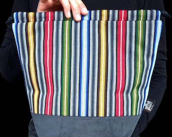 Ethno Kordelzug Beutel aus Trikāta, Lettland Rockstoff für Häkel- oder Strickprojekte, baltische Volkskunst Handwerk Tasche, Garn Aufbewahrungsbox