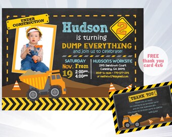 car truck invitation twin boys invitation dump truck etsy