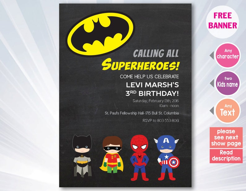 Superhero invitation - superhero birthday occasion - boy lady invitation - invitation - customized - printable superhero invitation graphic about Free Printable Super Hero Invitations named Superhero invitation - superhero birthday occasion - boy lady invitation - invitation - customized - printable superhero invitation