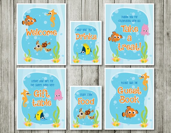 Finding Nemo Nemo Table Signs Baby Shower Decor Nemo Etsy