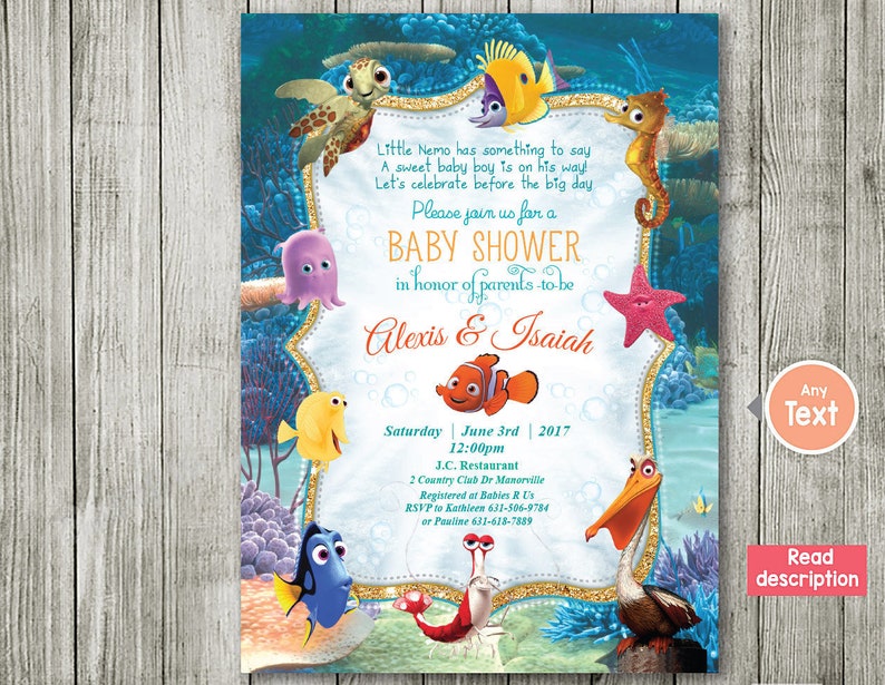Finding Nemo Invitation Baby Shower Invitation Nemo Baby Etsy