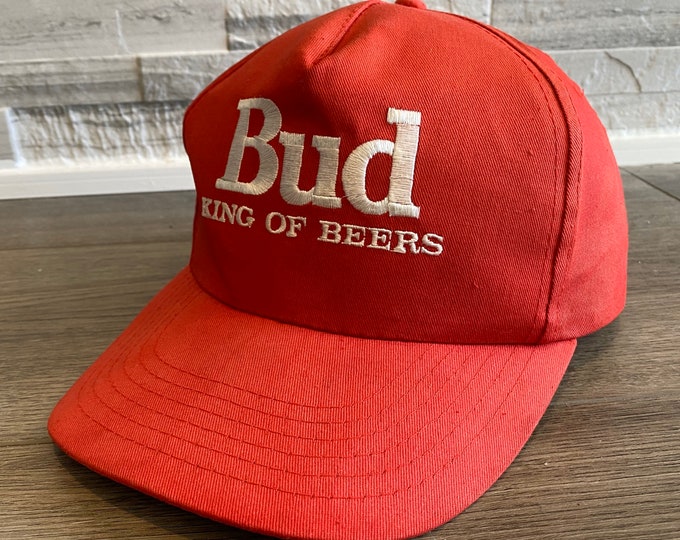 Vintage Bud King of Beers Snapback Hat Adjustable 90s Budweiser Anheuser-Busch