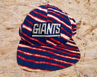 Vintage New York Giants Zubaz Snapback Hat Adjustable Zebra Print NFL Football by AJD