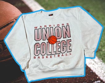 Vintage Union College Warriors Basketball Pullover Crewneck Sweatshirt Size Medium