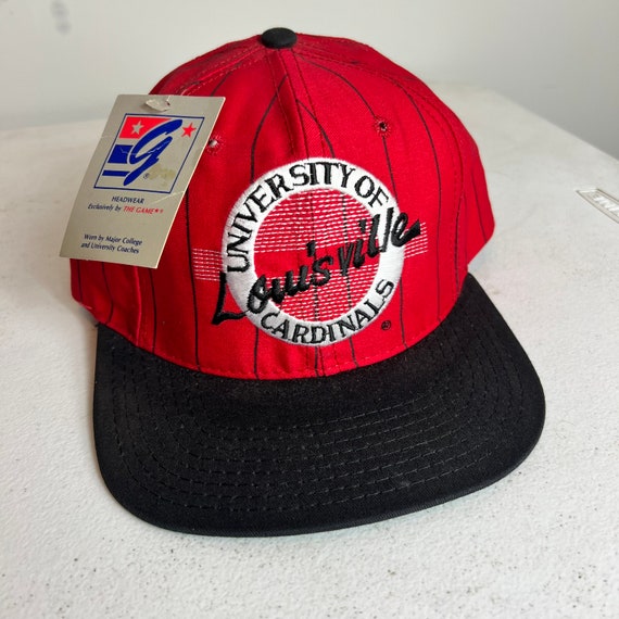 Vintage University of Louisville Cardinals Snapback Hat Circle Logo Pinstripe by The Game New Tag Deadstock