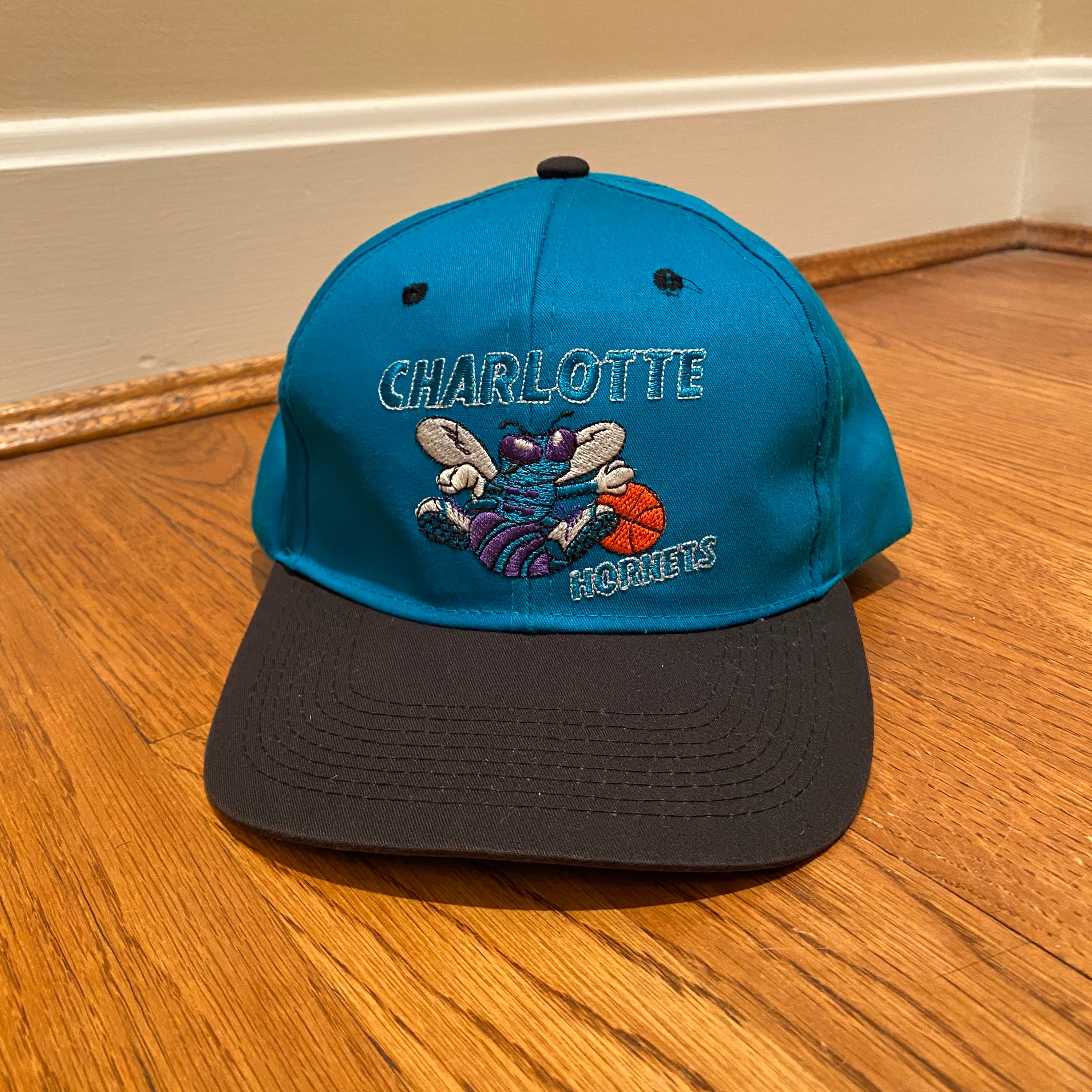 Vintage 90s Charlotte Hornets NBA Starter Snapback Hat 100% Wool