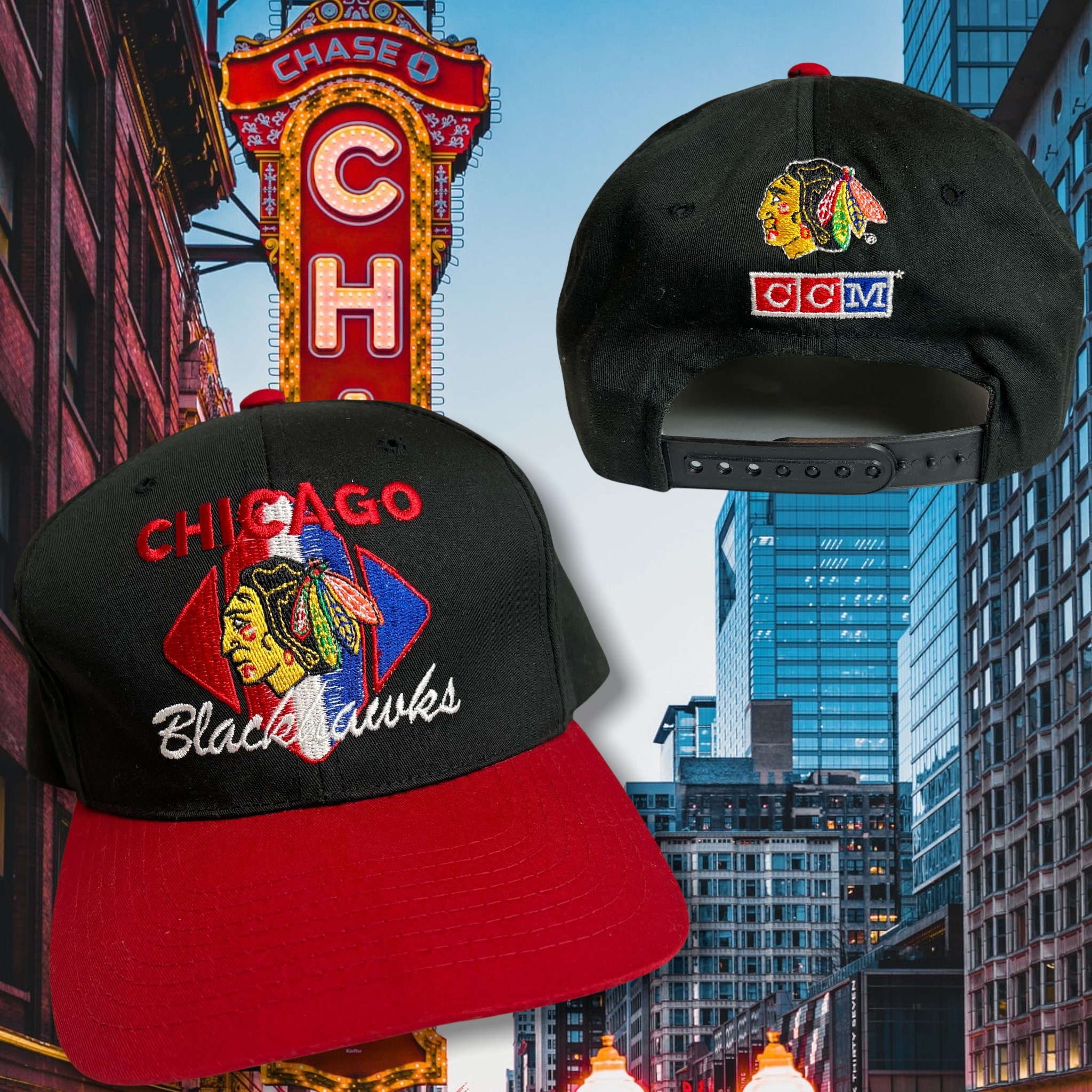 Chicago Blackhawks Reebok Stretch Small / Medium Baseball Cap Hat