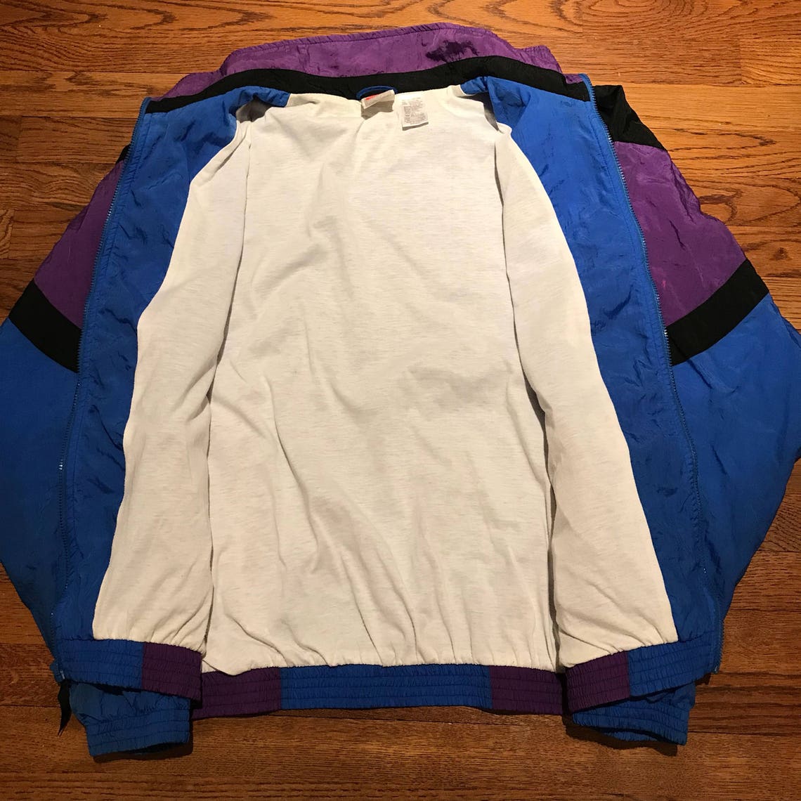 Vintage Nike Windbreaker Jacket Grey Tag Swoosh Purple Blue - Etsy