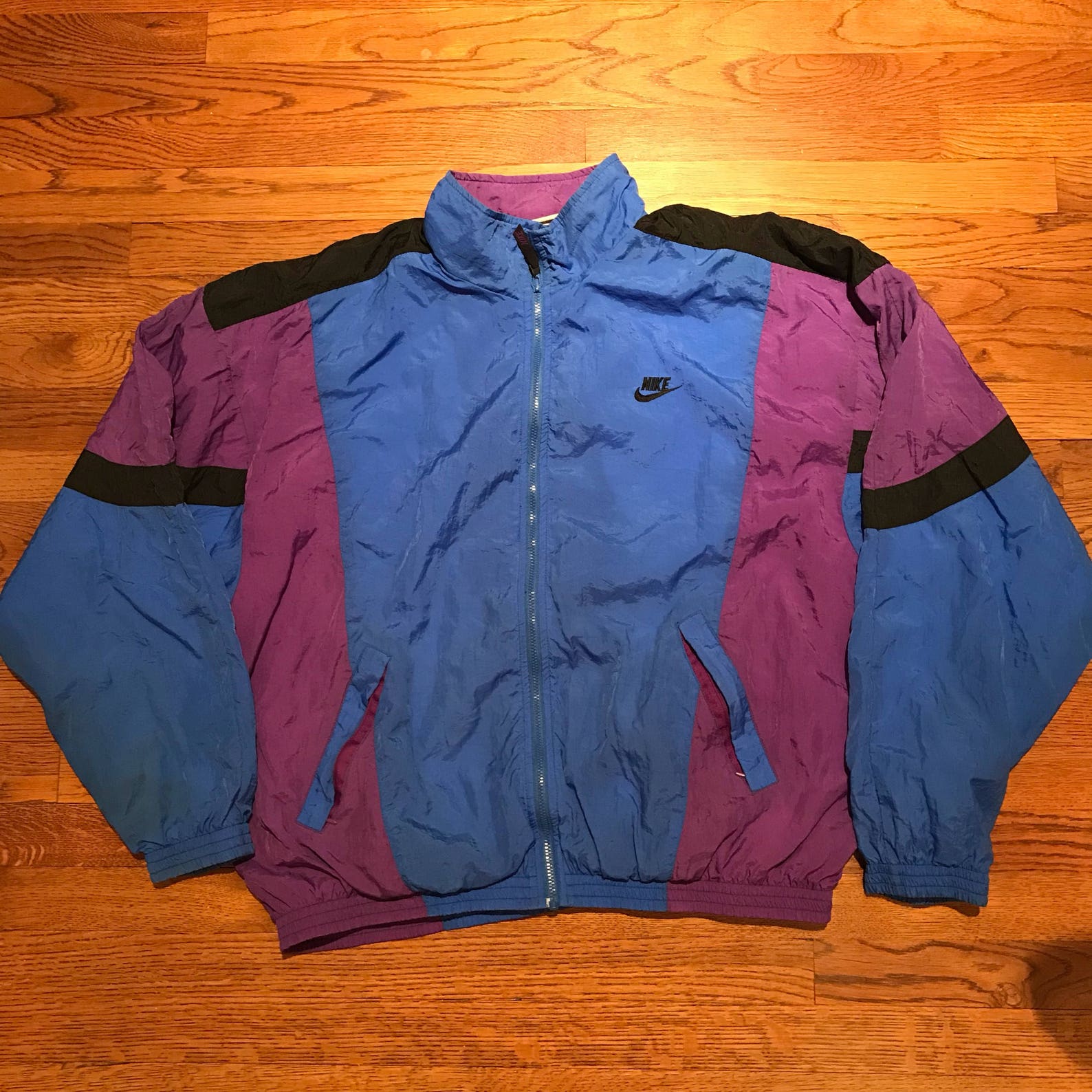 Vintage Nike Windbreaker Jacket Grey Tag Swoosh Purple Blue Size XL - Etsy