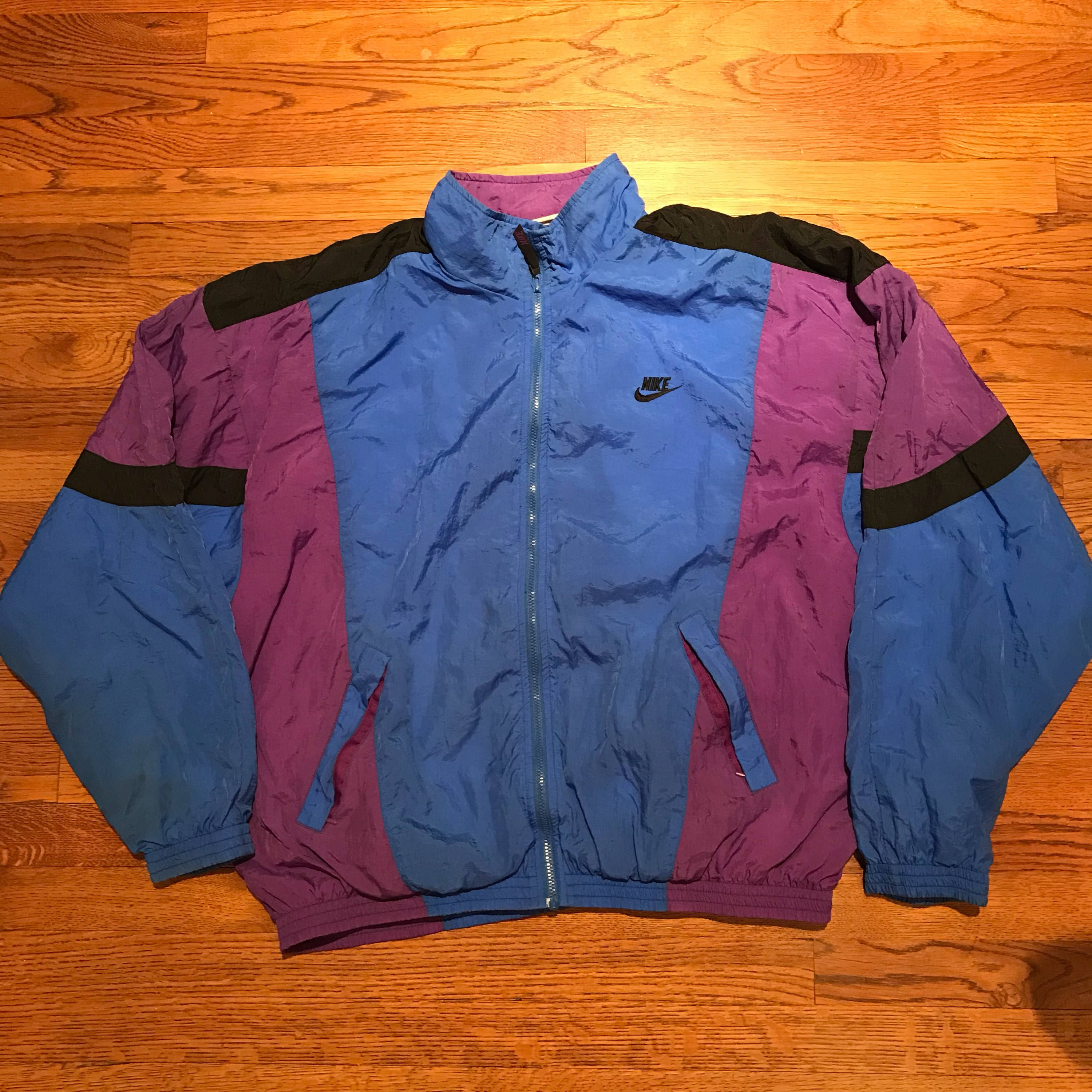 Vintage Nike Windbreaker Jacket Grey Tag Swoosh Purple Etsy Norway