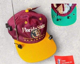 Vintage Florida State University FSU Seminoles AM FM Radio Snapback Hat Adjustable By Twins Enterprises New