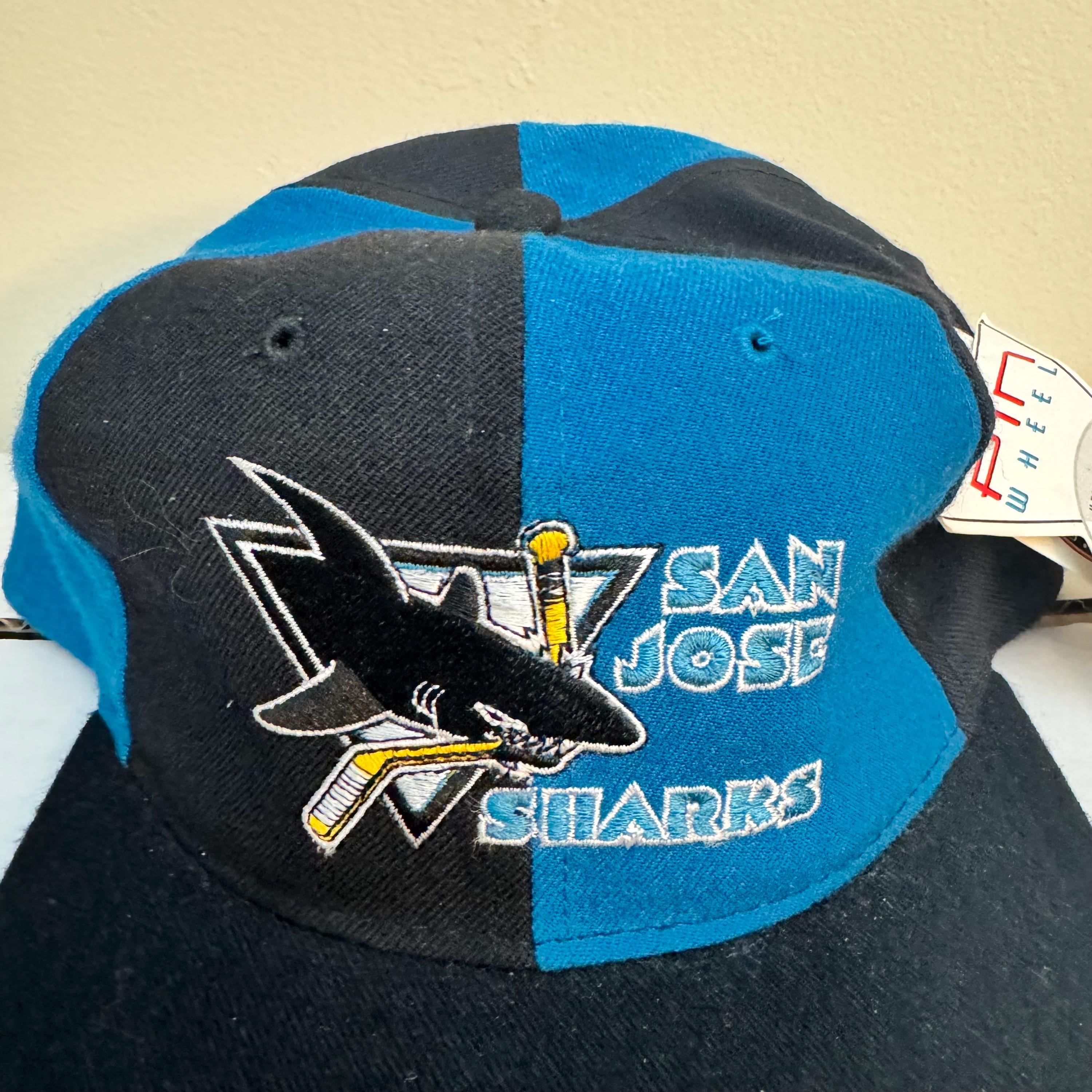 VINTAGE DEADSTOCK SAN JOSE SHARKS NYLON PAINT SPLASH  Vintage San Jose Sharks Paisley Nutmeg Hat  Rare main image 1