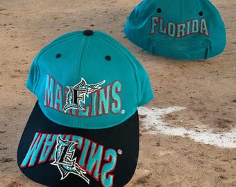 Vintage Florida Marlins Snapback Hat Adjustable MLB Baseball 90s Two Tone GCap