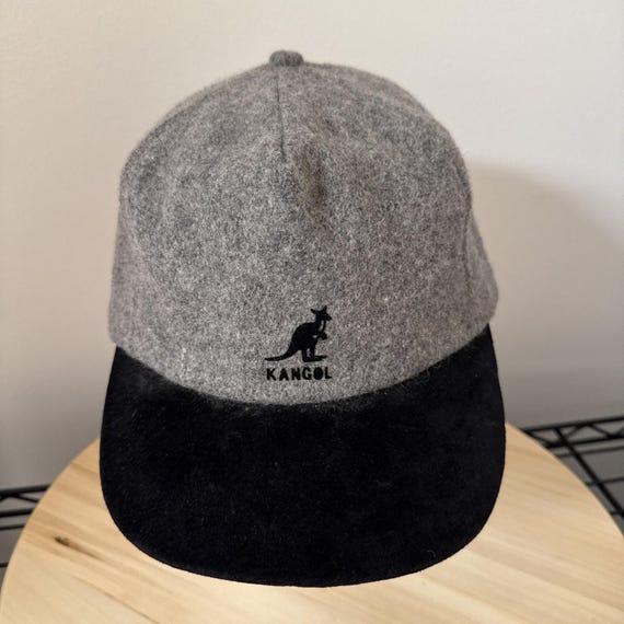 Vintage Kangol Strapback Hat Cap Grey Wool Suede Kangaroo 