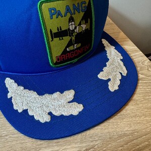 Vintage PAang Dragonfly Aircraft Plane Patch SnapBack Hat Adjustable Meshback Silver Leaf By Youngan image 4