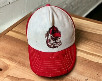 Vintage University of Georgia Bulldogs Snapback Hat Adjustable Meshback Plain Logo