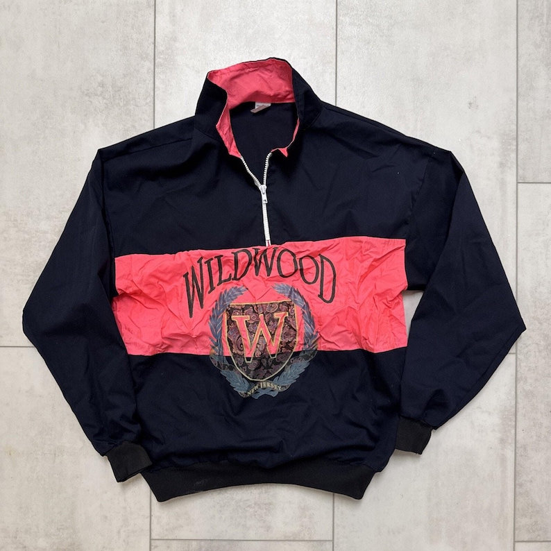 Vintage Wildwood New Jersey Windbreaker Pullover Shore Pink Size Medium image 1