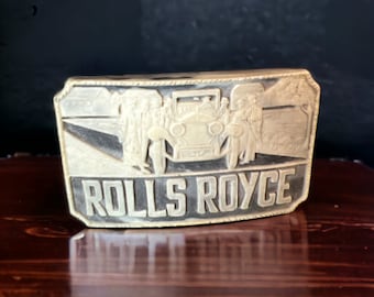 Vintage Rolls Royce Faux Marble Automative Auto Belt Buckle