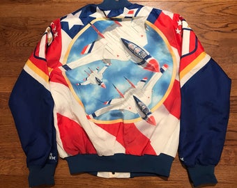 Vintage Department of The Air Force Fanimation Bomber Jacket By Chalk Line Size 18/20 Adult Small Medium