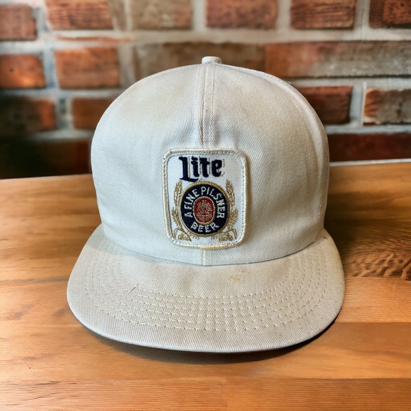 Vintage Miler Lite Snapback Hat Adjustable Mesh Patch A Fine Pilsner Beer Patch K-Products