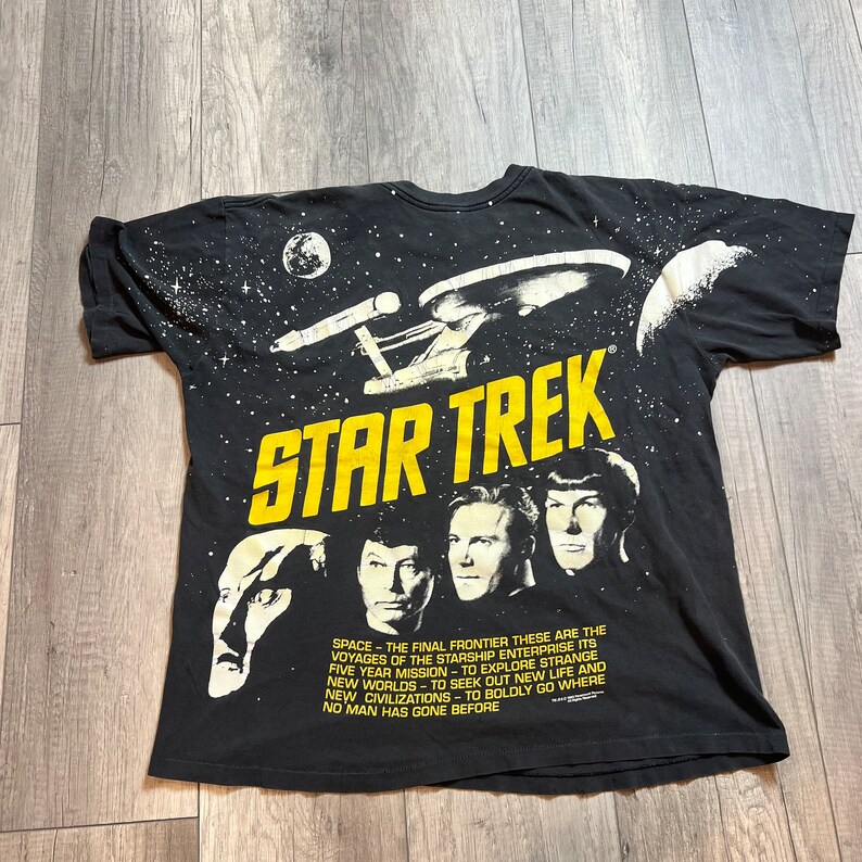 Vintage Star Trek All Over Print Double Sided Tee Shirt 1993 Starship Enterprise XL image 8