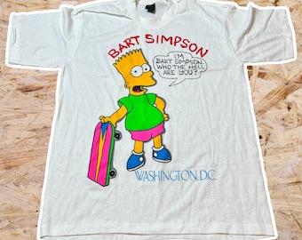 Vintage Bart Simpson Washington D.C. Graphic Tee Shirt 90s Size Large XL