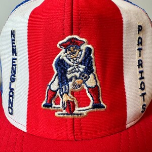 Vintage New England Patriots Meshback Snapback Hat Adjustable 90s NFL Football by AJD Lucky Stripes image 3