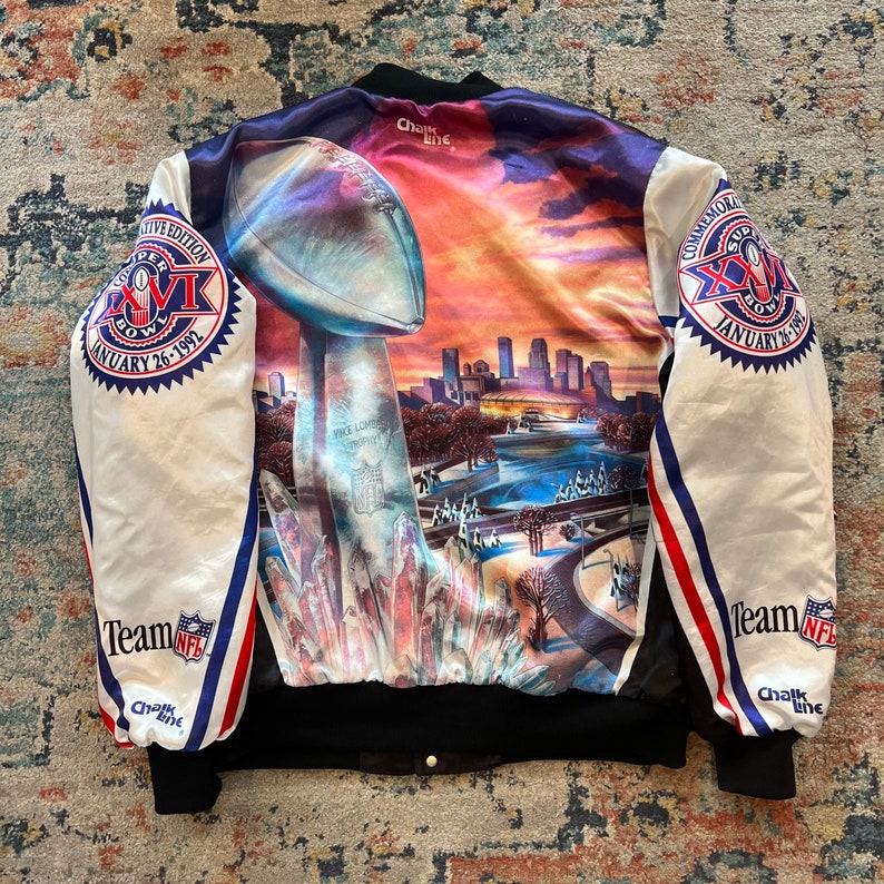 Vintage Super Bowl XXVI Fanimation Bomber Jacket NFL Football 1992 By Chalk Line Size Large image 2