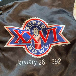 Vintage Super Bowl XXVI Fanimation Bomber Jacket NFL Football 1992 By Chalk Line Size Large image 7