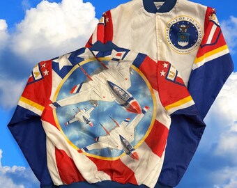 Vintage Department of The Air Force Fanimation Bomber Jacket By Chalk Line Size 18/20 Adult Small Medium