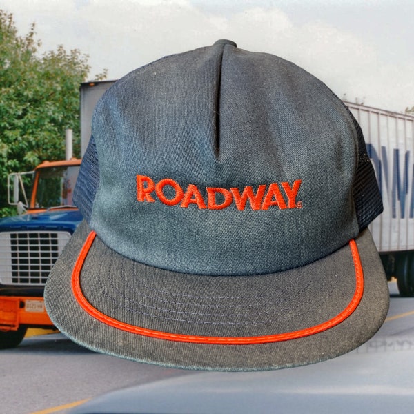 Vintage Roadway Express Trucker Snapback Hat Adjustable Meshback Logistics Freight By Swingster