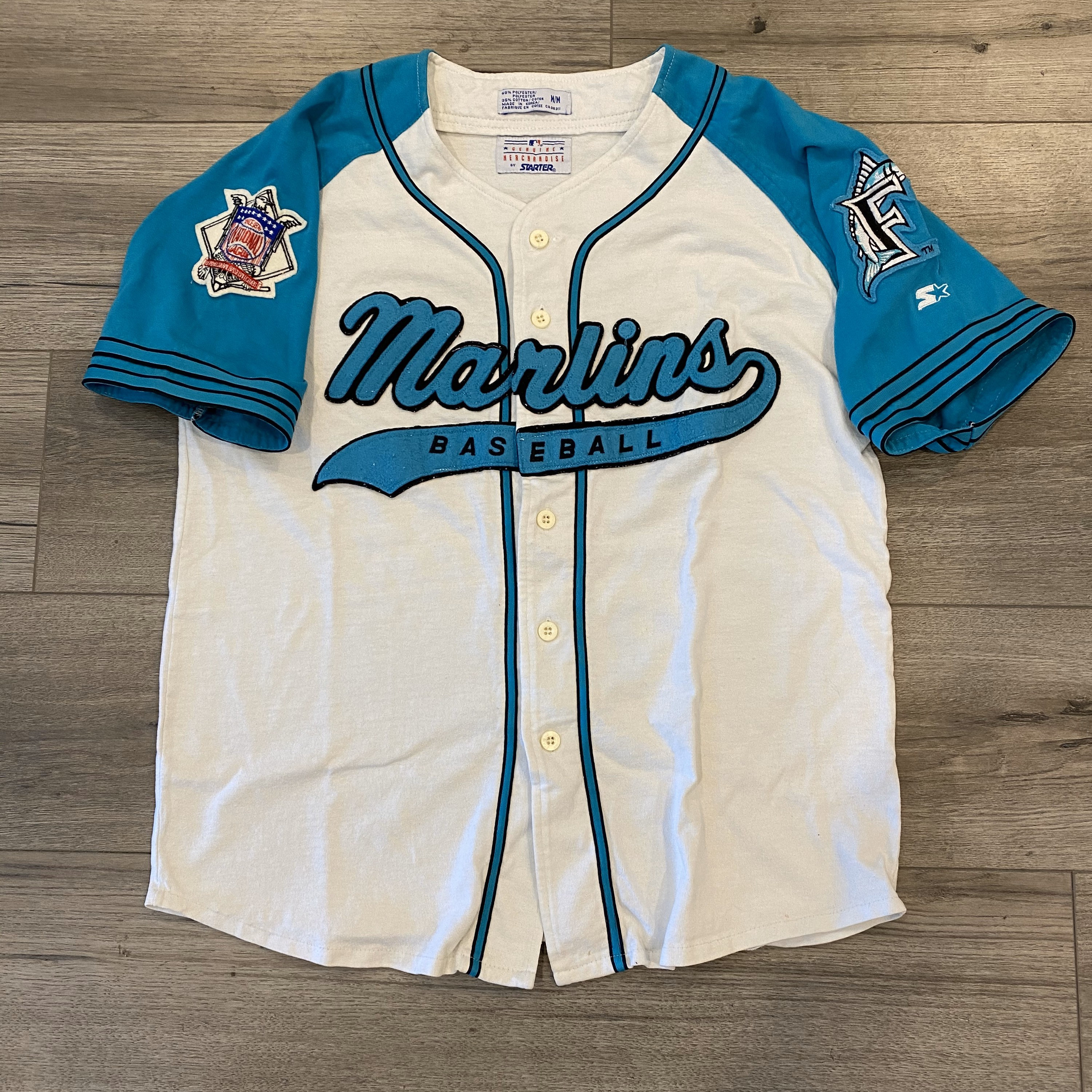 MIAMI MARLINS Logo JERSEY White by True Fan MLB Baseball YOUTH MEDIUM