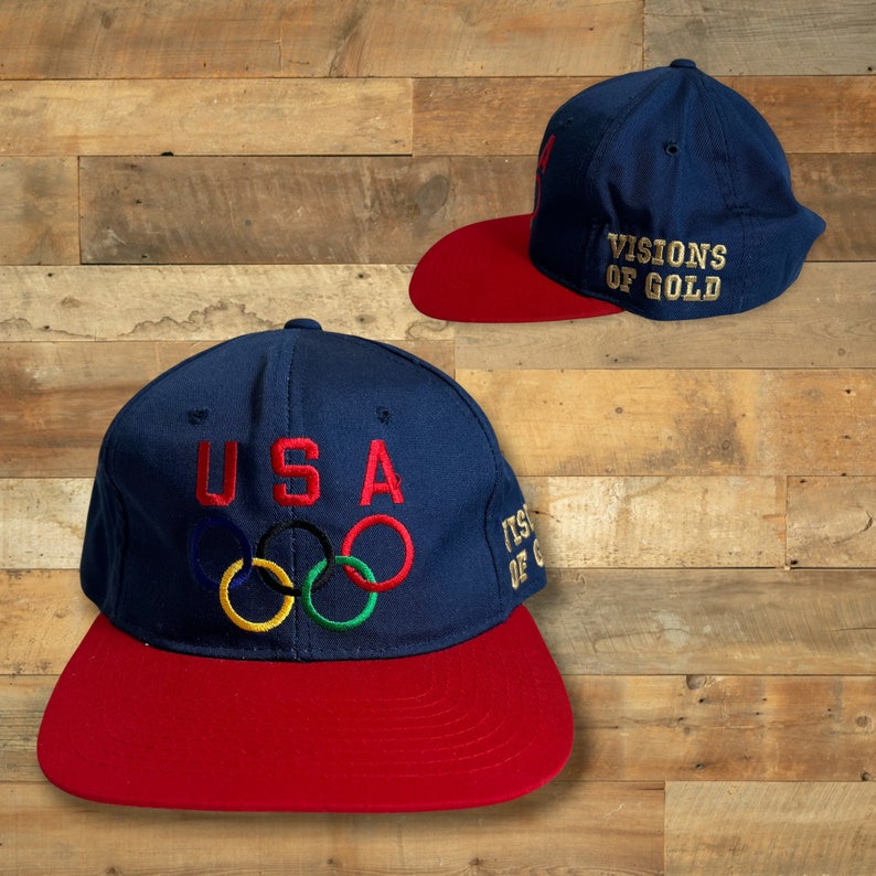 Vintage Team USA Olympics Snapback Hat Adjustable 90s Visions Of Gold By First Pick Sportswear image 1